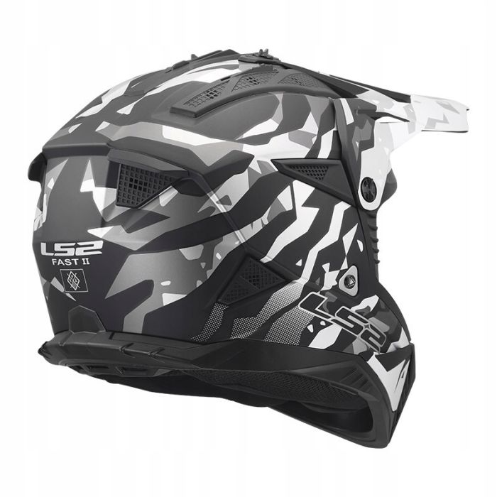 Мотошолом LS2 MX708 Fast 2 GROTESK Black Grey M