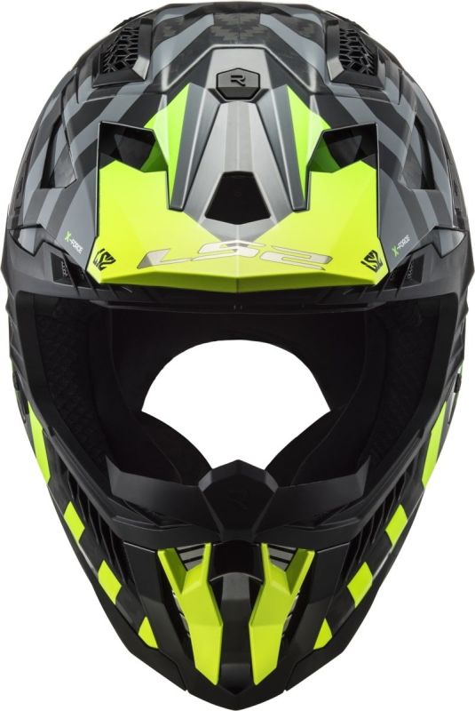 Мотошолом LS2 MX703 C X-Force Barrier Hi-Viz Yellow Green M