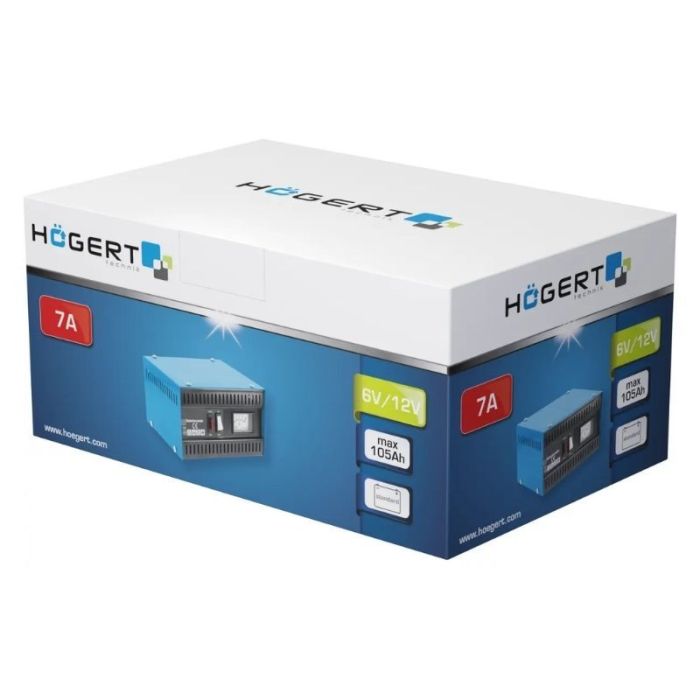 Трансформаторное зарядное устройство Hogert 7А 6В 12В для аккумуляторов до 120Ач HT8G611