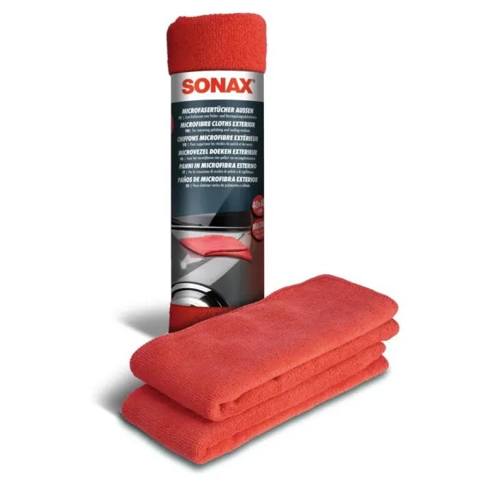 Набір серветок з мікрофібри для кузова червона 2 шт 40х40 см SONAX Microfibre Cloths Outside (416241)