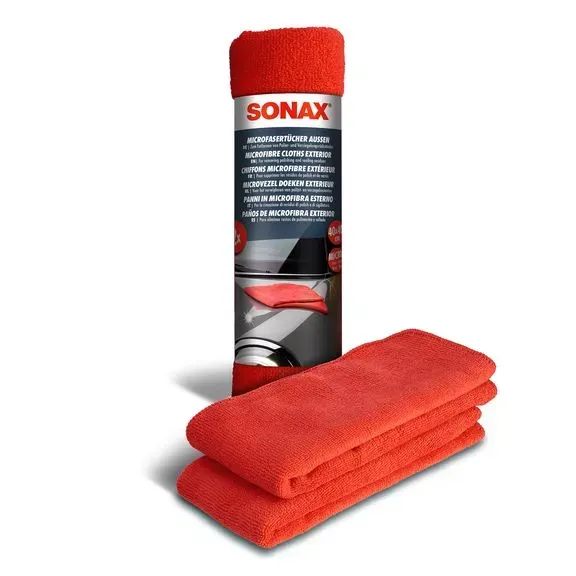 Набір серветок з мікрофібри для кузова червона 2 шт 40х40 см SONAX Microfibre Cloths Outside (416241)