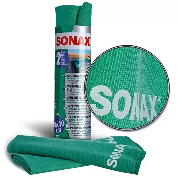 Набір серветок для скла, дзеркал, пластика з мікрофібри 40х40 см 2 шт SONAX Microfibre Cloth Plus (416541)