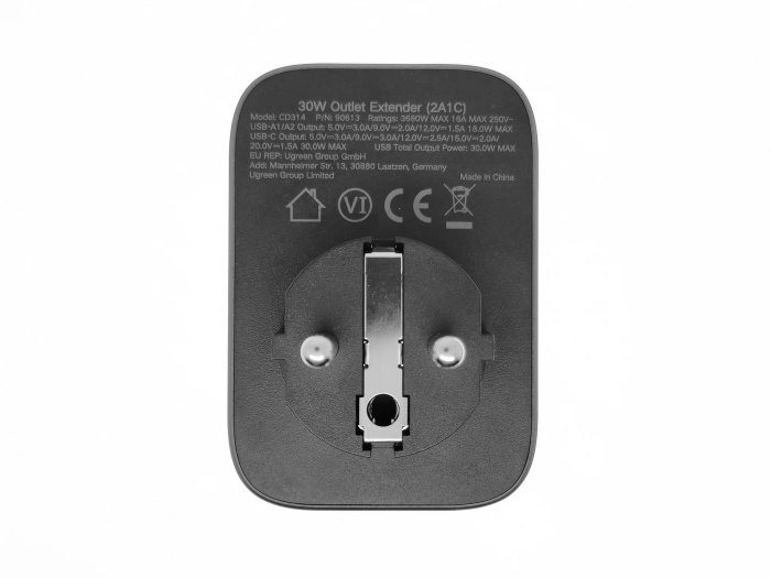 Мережевий зарядний пристрій UGREEN CD314 30W Outlet Extender EU (2A1C) (UGR-90613) (UGR-90613)