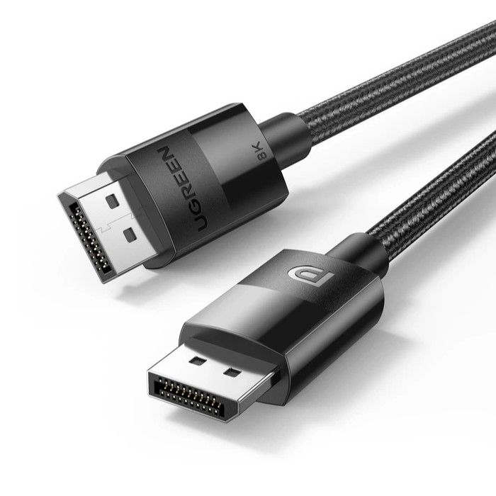 Кабель UGREEN DP114 DP Male to Male DP1.4 8K Round Cable ABS Shell Braid 1.5m (Black) (UGR-80391) (UGR-80391)