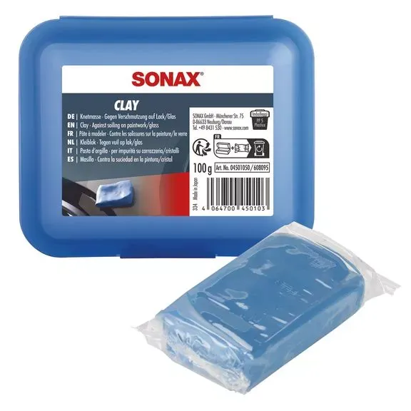 Синя глина для очищення лакофарбових поверхонь і скла 100 г SONAX Clay (450105)