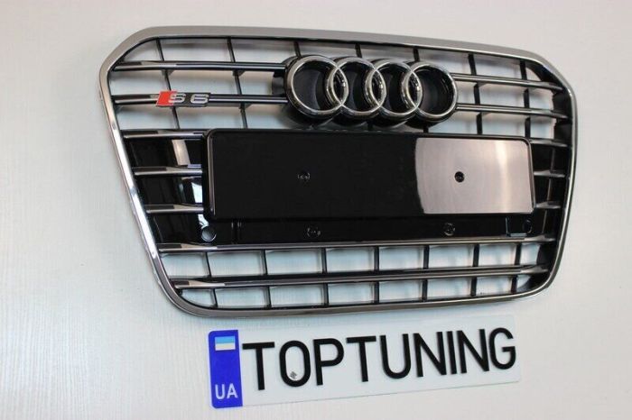 Решетка радиатора Audi A6 С7 S6, черная + хром (11-14 г.в.)