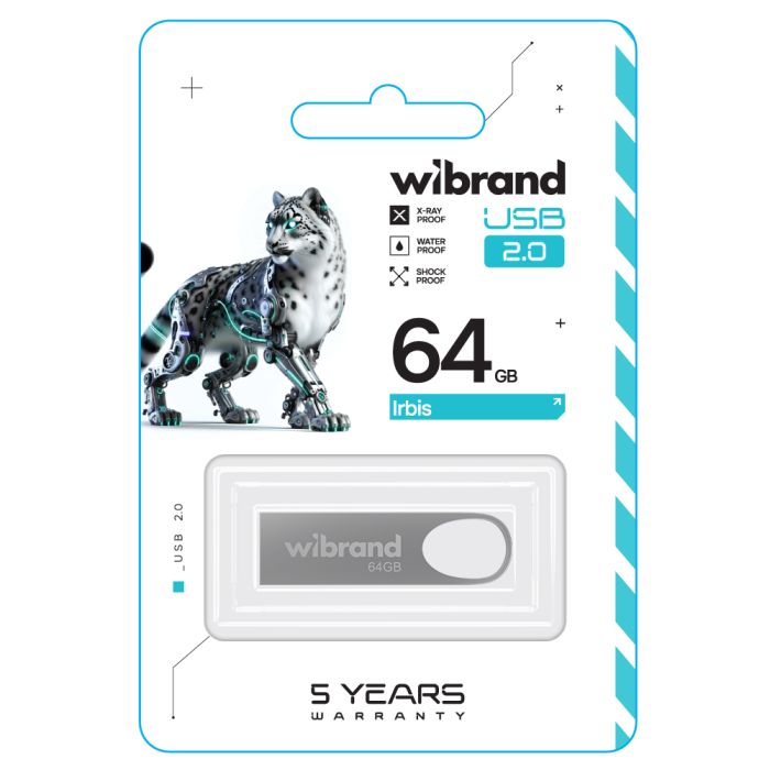 Флеш-накопичувач Wibrand USB 2.0 Irbis 64Gb Silver (WI2.0/IR64U3S)
