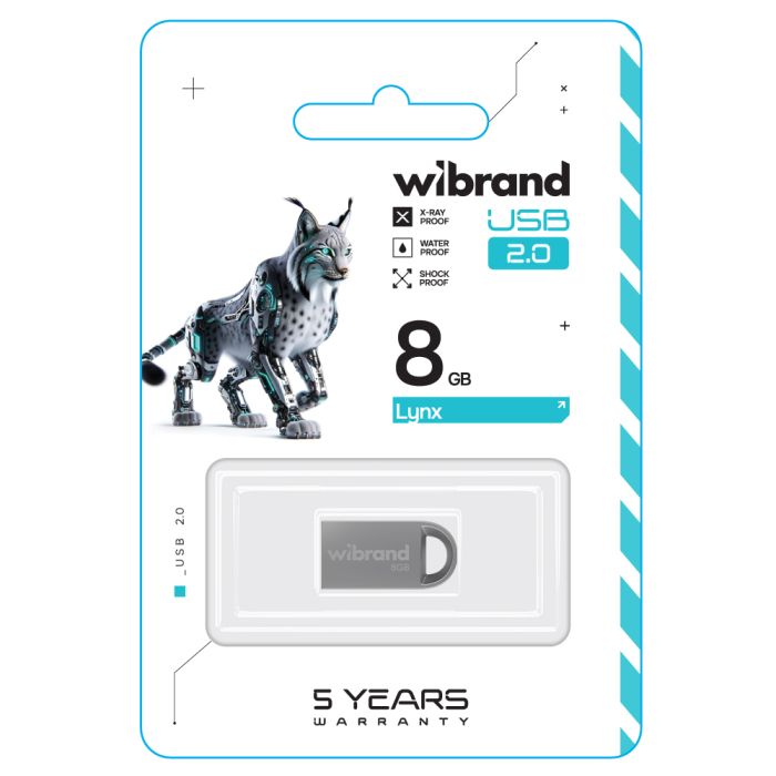 Флеш-накопичувач Wibrand USB 2.0 Lynx 8Gb Silver (WI2.0/LY8M2S)