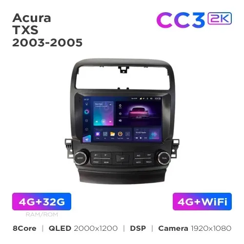 Штатна магнітола Teyes CC3 2k 4+32 Gb Acura TSX 2003-2005 B-MOD 9"