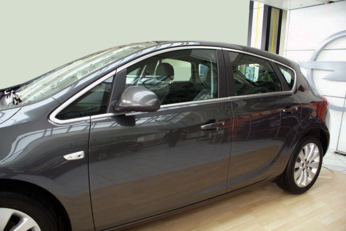 Полный комплект окантовки окон (HB, 12 шт, нержавейка) для Opel Astra J 2009-2015 гг