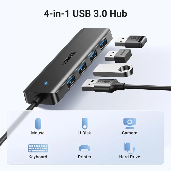 USB-хаб UGREEN 4-Port USB 3.0 Hub 0.15m (UGR-25851)