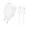 Мережевий зарядний пристрій з кабелем BOROFONE BN28 Fuente single port PD30W charger set (C to C) (EU) White (6941991120312)