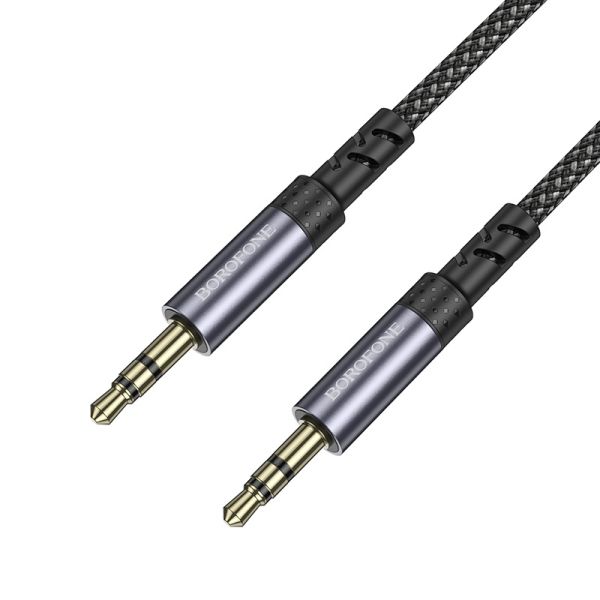 Аудіокабель BOROFONE BL24 3.5mm male to 3.5mm male, nylon braid, 1m, Metal Grey (6941991118968)
