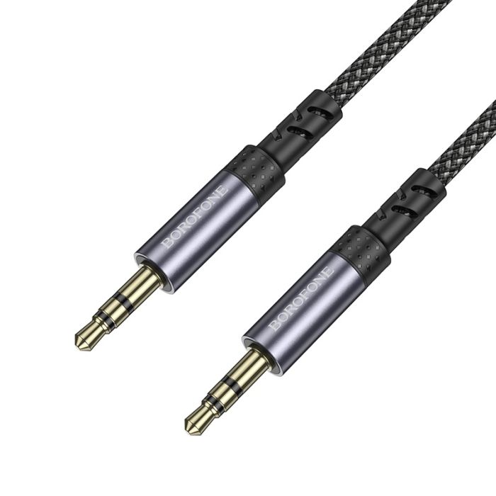Аудіокабель BOROFONE BL24 3.5mm male to 3.5mm male, nylon braid, 1m, Metal Grey (6941991118968)