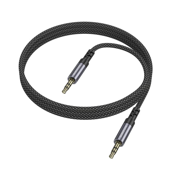 Аудіокабель BOROFONE BL24 3.5mm male to 3.5mm male, nylon braid, 1m, Metal Grey (6941991118968)