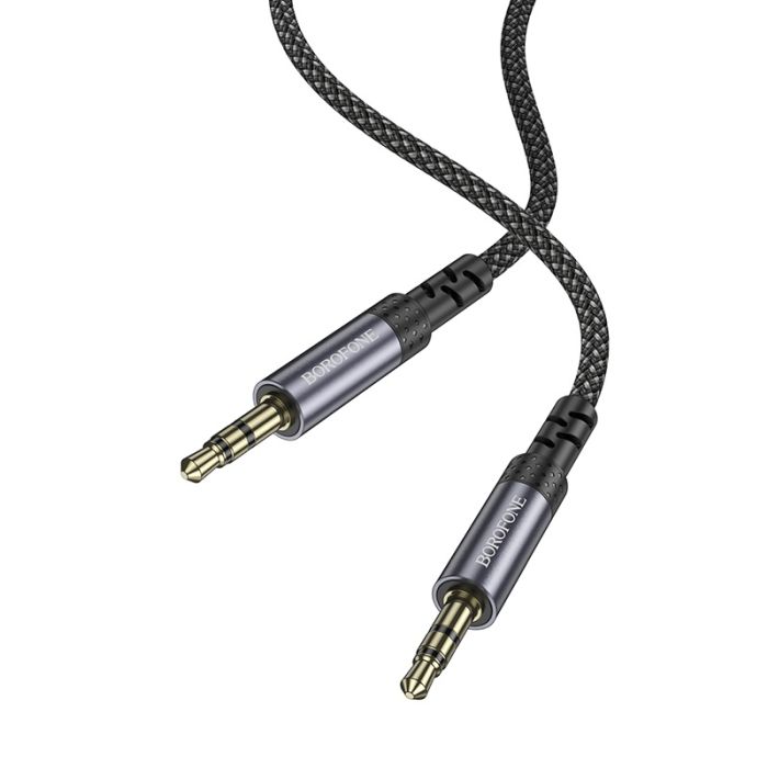 Аудіокабель BOROFONE BL24 3.5mm male to 3.5mm male, nylon braid, 1m, Metal Grey (6941991118968)