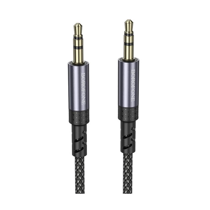 Аудіокабель BOROFONE BL24 3.5mm male to 3.5mm male, nylon braid, 1m, Metal Grey (6941991118968)