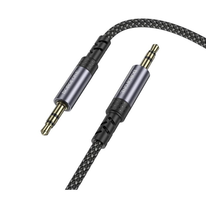 Аудіокабель BOROFONE BL24 3.5mm male to 3.5mm male, nylon braid, 1m, Metal Grey (6941991118968)