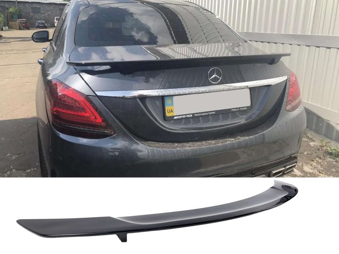 Спойлер Черный глянец (стиль GTS) на Mercedes-Benz C-Class W205 2014-2018 года.