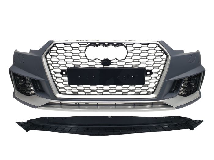 Передний бампер ( в стиле RS4 под радары V4 ) на Audi A4 B9 2015-2019 года