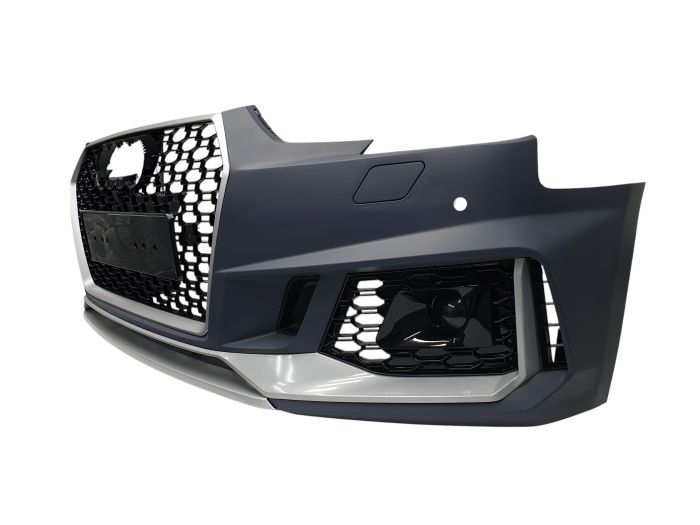 Передний бампер ( в стиле RS4 под радары V4 ) на Audi A4 B9 2015-2019 года