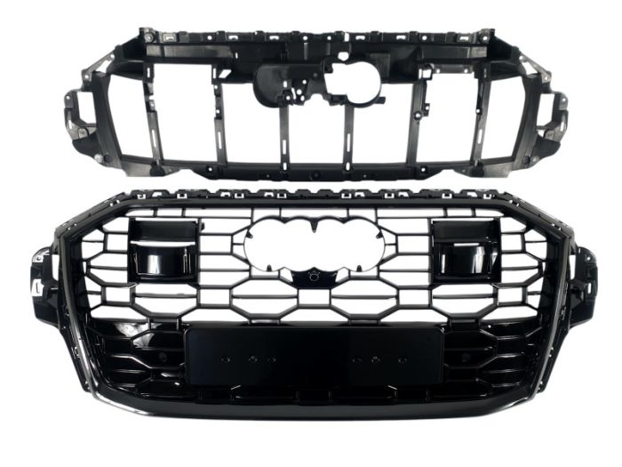 Решетка радиатора Full Black (стиль RS) под дистроник на Audi Q7 4M 2020-2022 года