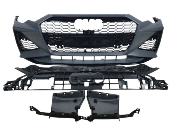 Передний бампер ( в стиле RS6 ) V2 на Audi A6 C8 2018-2023 года