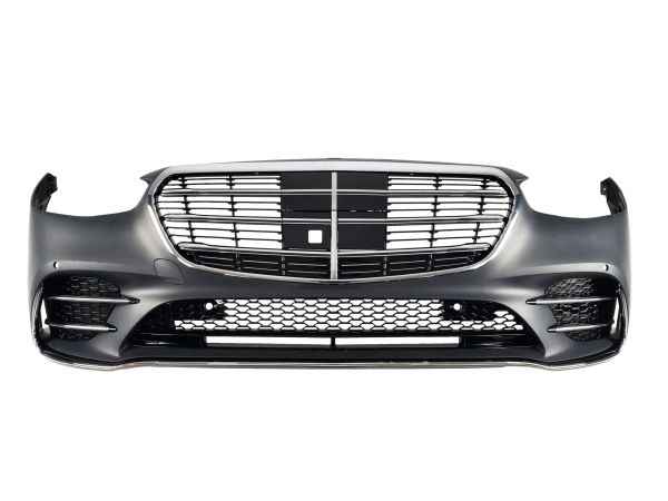 Передний бампер (AMG) БЕЗ РЕШЕТКИ РАДИАТОРА на Mercedes-Benz S-Class W223 2020-2025 года