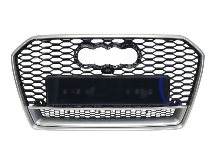 Решетки в бампер Black Silver (в стиле RS6 quattro) на Audi A6 C7 2014-2018 года