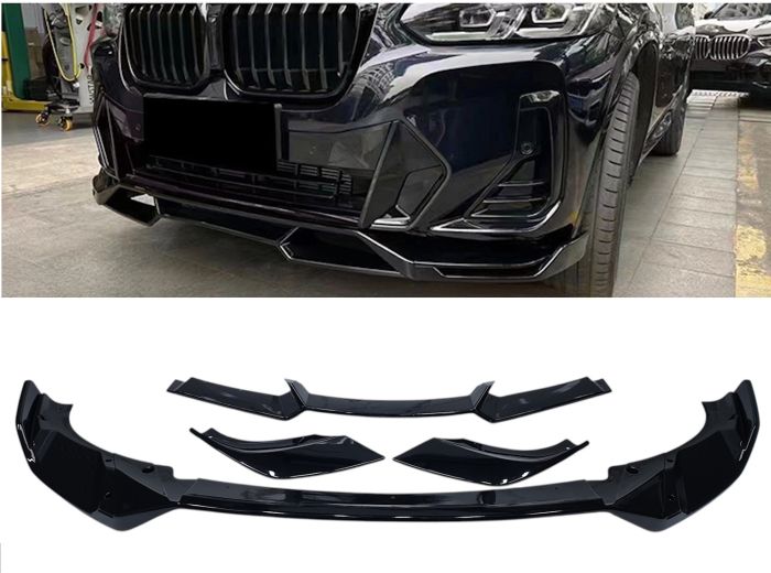 Губа ( переднего бампера ) Черный глянец V3 на BMW X3 G01 2022-2024 года