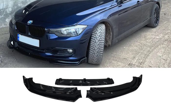 Губа (переднего бампера) Черный глянец (Normal) на BMW 3 Series F30/F31 2011-2018 года