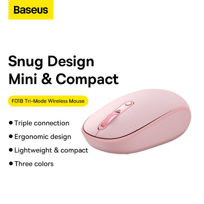 Маніпулятор миша бездротова Baseus F01B Tri-Mode Wireless Mouse Baby Pink (B01055503413-00)
