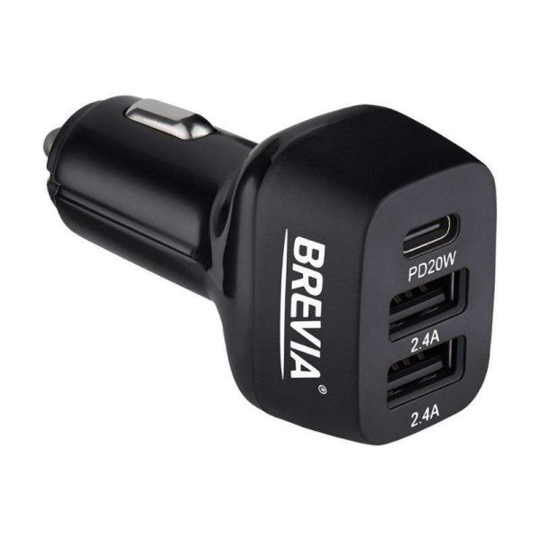 Зарядное устройство для авто BREVIA ePower TriDrive 44W 1xUSB-C 2xUSB-A черный (46044DUCB)
