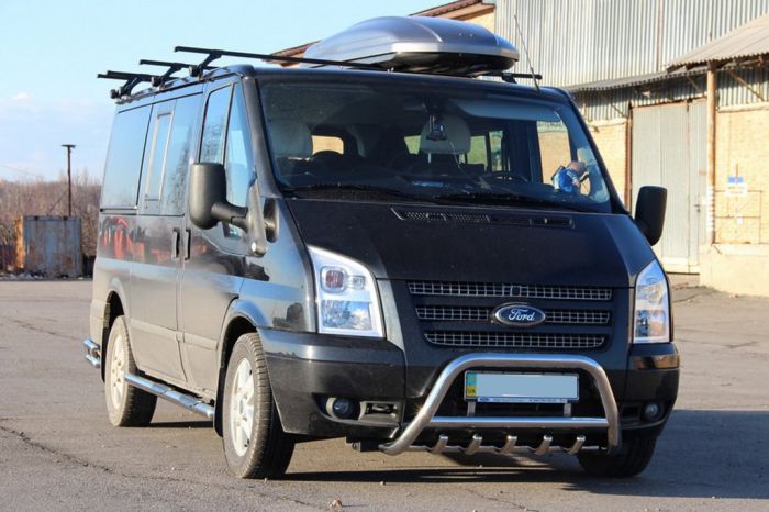 Защита переднего бампера WT003 (2006-2014, Нержавейка) для Ford Transit