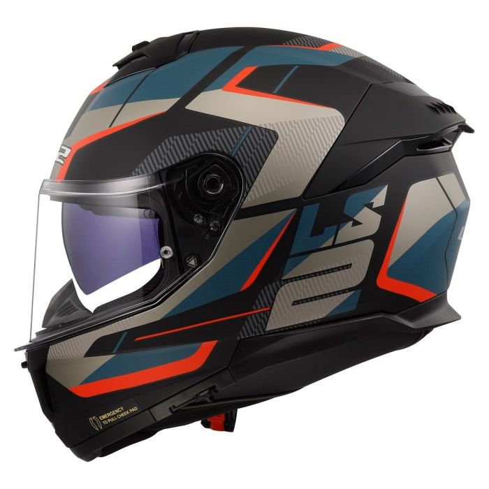 Мотошолом LS2 FF808 Stream 2 Road Matt Black Blue ECE2206 M