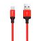 Кабель HOCO X14 USB to Micro 2,4A, 1m, nylon, aluminum connectors Black-red (6957531062851)