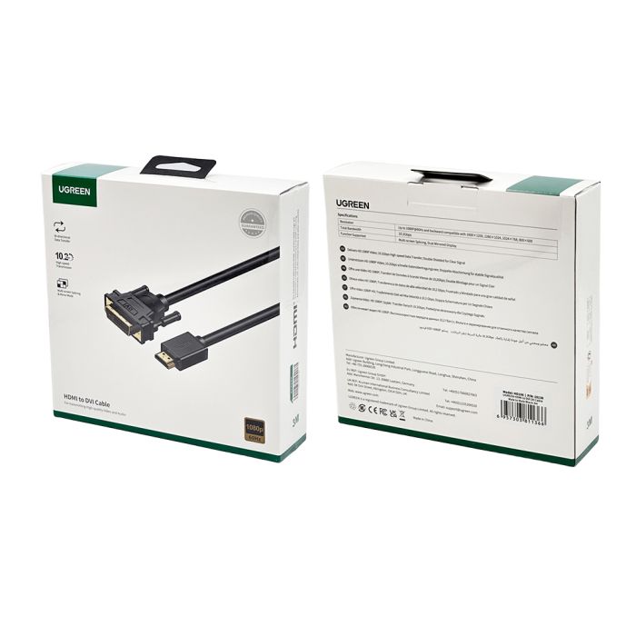 Перехідник UGREEN HDMI to DVI 2K Cable Male to Male Black 3m (UGR-10136)