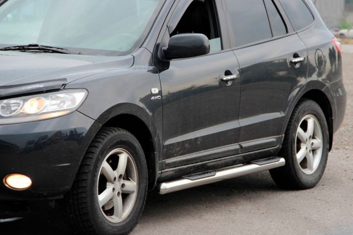 Боковые трубы B3 (2 шт., Нержавейка) для Hyundai Santa Fe 2 2006-2012 гг