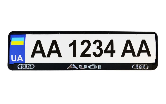 Рамка номерного знаку з пластик об'ємними літерами AUDI 52х13,5х2 см (2шт)