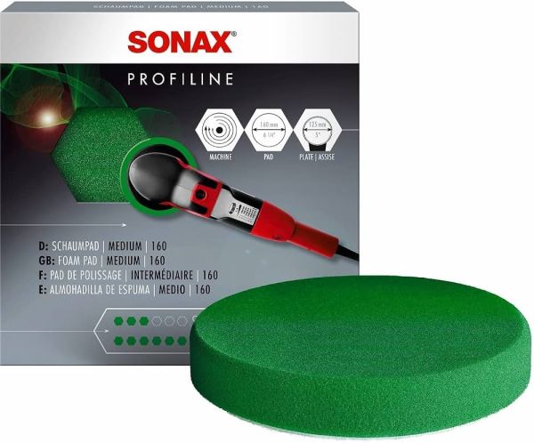 Полірувальний круг средньої жорсткості зелений 160 мм SONAX Polishing Pad Green Medium (493000)