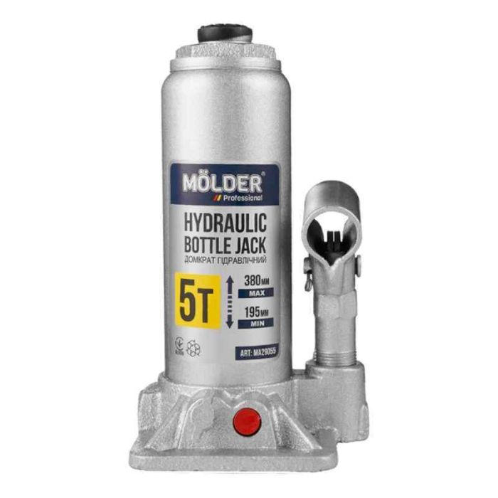 Гидравлический бутылочный домкрат 5 тонн Molder 195-380 мм для авто в пластиковом кейсе (MA29055)