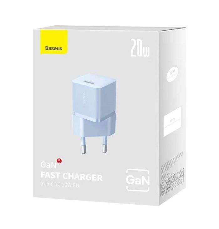 Мережевий зарядний пристрій Baseus GaN5 Fast Charger(mini) 1C 20W EU Blue (CCGN050103)