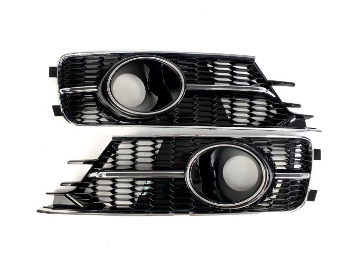 Решетки в бампер Chrome Black (под дистроник) на Audi A6 C7 2014-2018 года