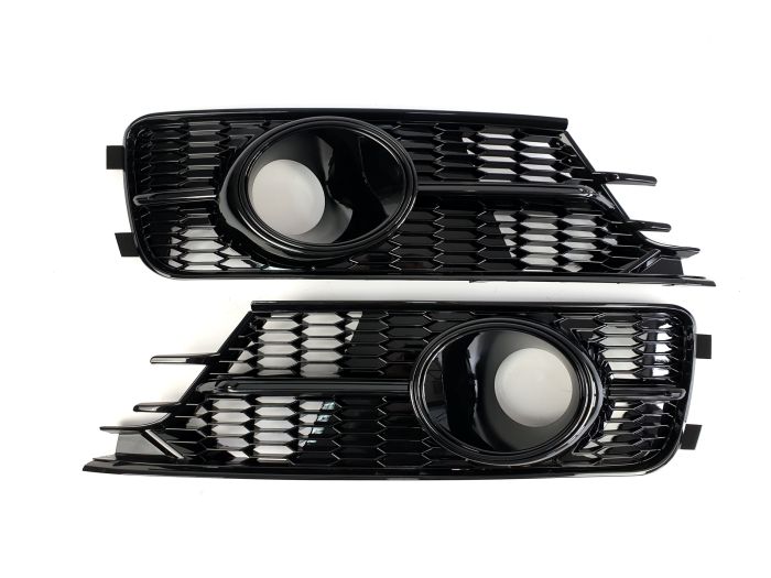 Решетки в бампер Full Black (под дистроник) на Audi A6 C7 2014-2018 года