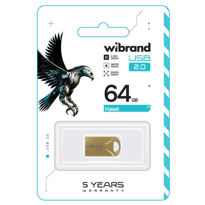 Флеш-накопичувач Wibrand USB 2.0 Hawk 64Gb Gold (WI2.0/HA64M1G)
