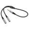 Аудіокабель HOCO UPA21 3.5mm male to 2*3.5mm female, nylon braid, 0.25m, Metal Gray (6931474766809)