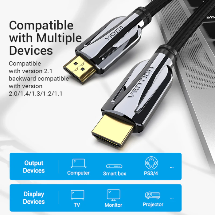 Кабель Vention HDMI-HDMI, 3M, v2.1, 8K 60Hz, 4K 120Hz, 2K 144Hz, 1080P 160Hz (AANBF) (AALBI)