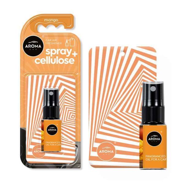 Ароматизатор для авто Aroma Car Mango 20 мл спрей з целюлозою аромат манго (11899)