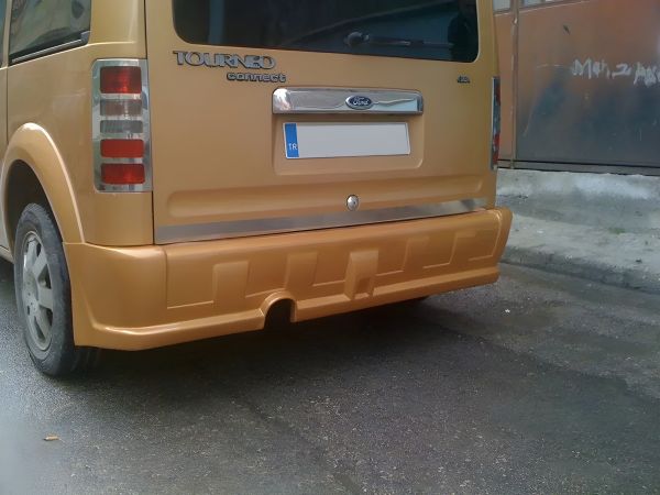 Хромированные накладки на задние фонари (2 шт., нержавейка) OmsaLine - Итальянская Нержавейка для Ford Connect 2002-2006 гг