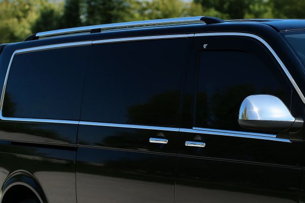 Полный комплект молдингов на окна (14 шт, нержавейка) 1 Сдвижная дверь, Длинная база для Volkswagen T5 Caravelle 2004-2010 гг